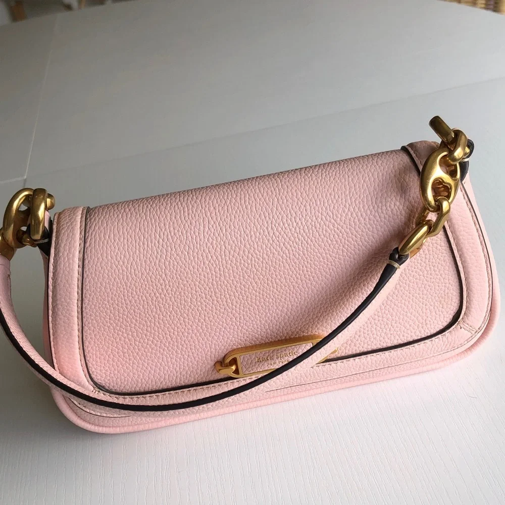 KATE SPADE Gramercy Small Flap Shoulder Bag  in Chalk Pink Pebbled Leather NWOT